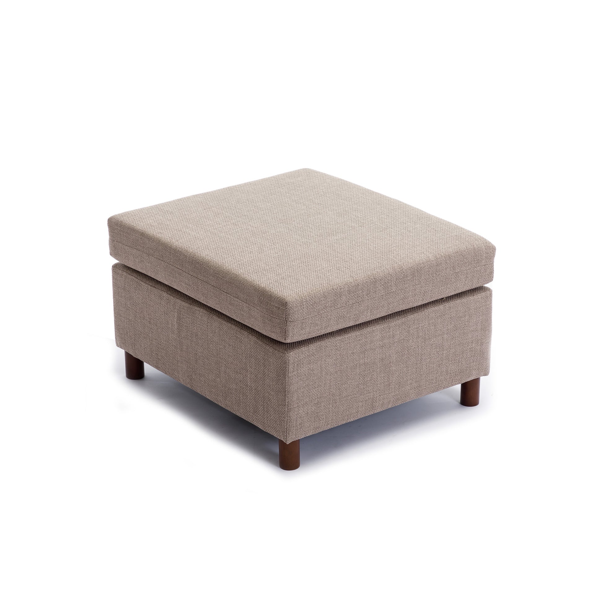 2 Seat Module Sectional Sofa Couch With 1 Ottoman For Living Room,Seat Cushion And Back Cushion Non Removable And Non Washable,Brown Brown Wood Primary Living Space Soft Modern Rubberwood Foam Linen 2 Seat