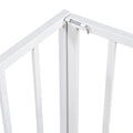 Full Size Metal Floor Bed Frame With Fence And Door, White White Metal