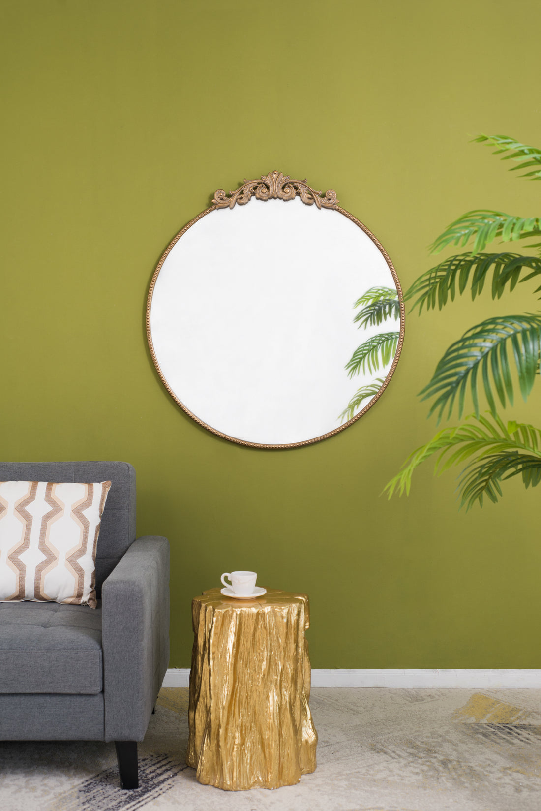 36" X 39" Round Gold Mirror, Wall Mounted Mirror With Metal Frame For Bathroom Living Room Gold Mdf Glass