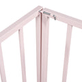 Full Size Metal Floor Bed Frame With Fence And Door, Pink Pink Metal