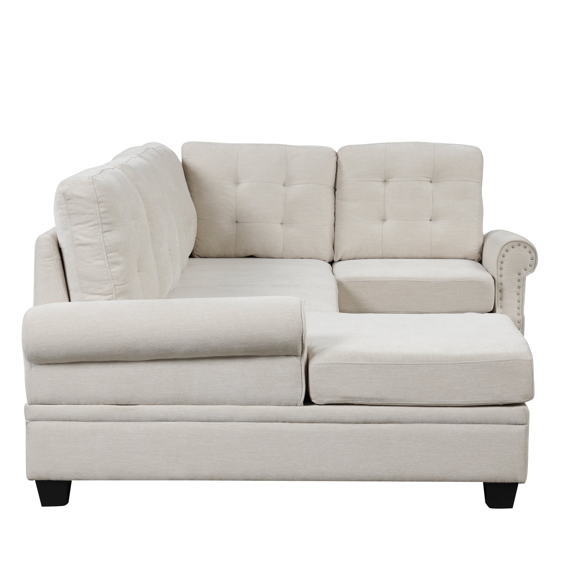 120" Modern U Shaped Corner Sectional Sofa Upholstered Linen Fabric Sofa Couch For Living Room, Bedroom, Beige Beige Foam Linen
