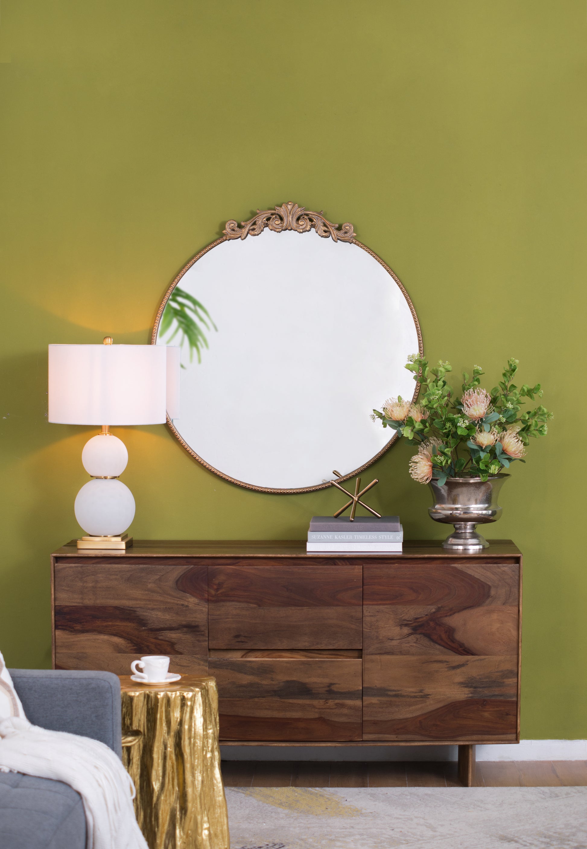 36" X 39" Round Gold Mirror, Wall Mounted Mirror With Metal Frame For Bathroom Living Room Gold Mdf Glass