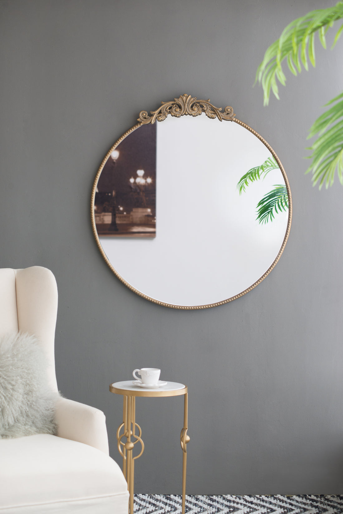 36" X 39" Round Gold Mirror, Wall Mounted Mirror With Metal Frame For Bathroom Living Room Gold Mdf Glass