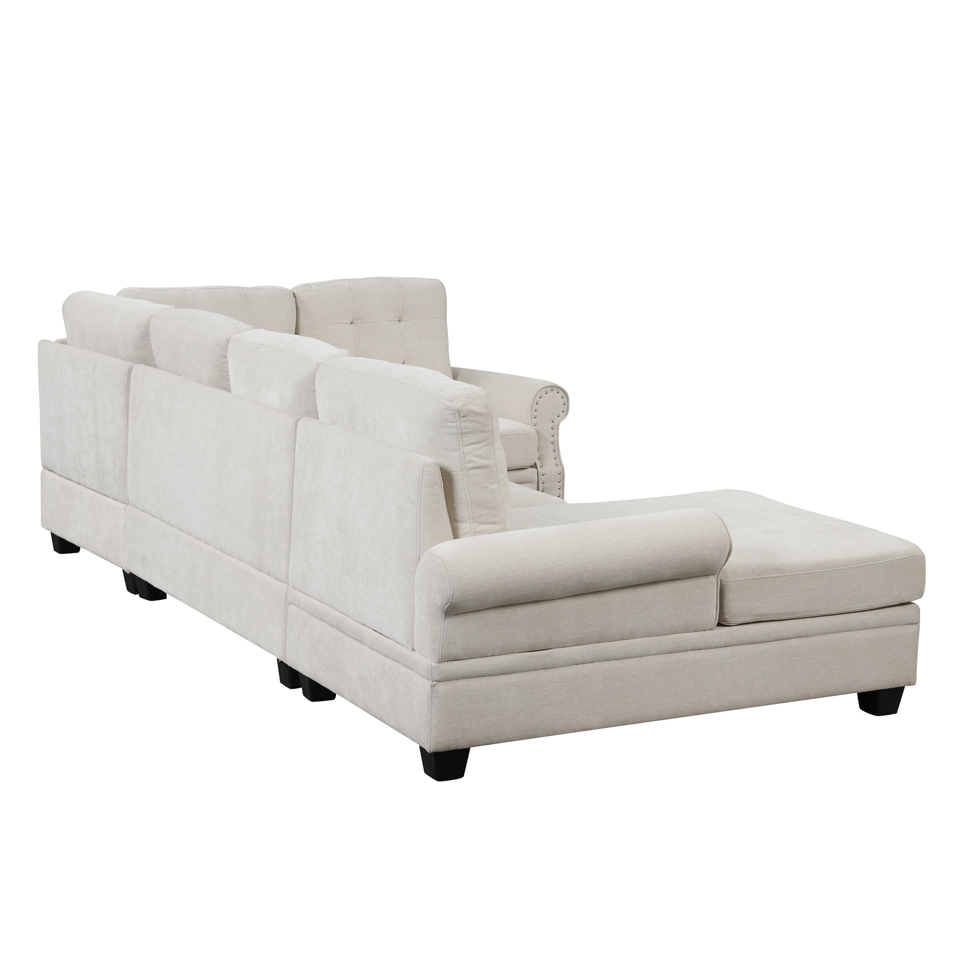 120" Modern U Shaped Corner Sectional Sofa Upholstered Linen Fabric Sofa Couch For Living Room, Bedroom, Beige Beige Foam Linen
