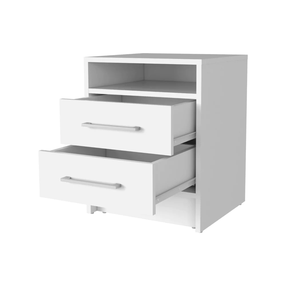 Rowley 2 Drawer 1 Shelf Rectangle Nightstand White White Particle Board