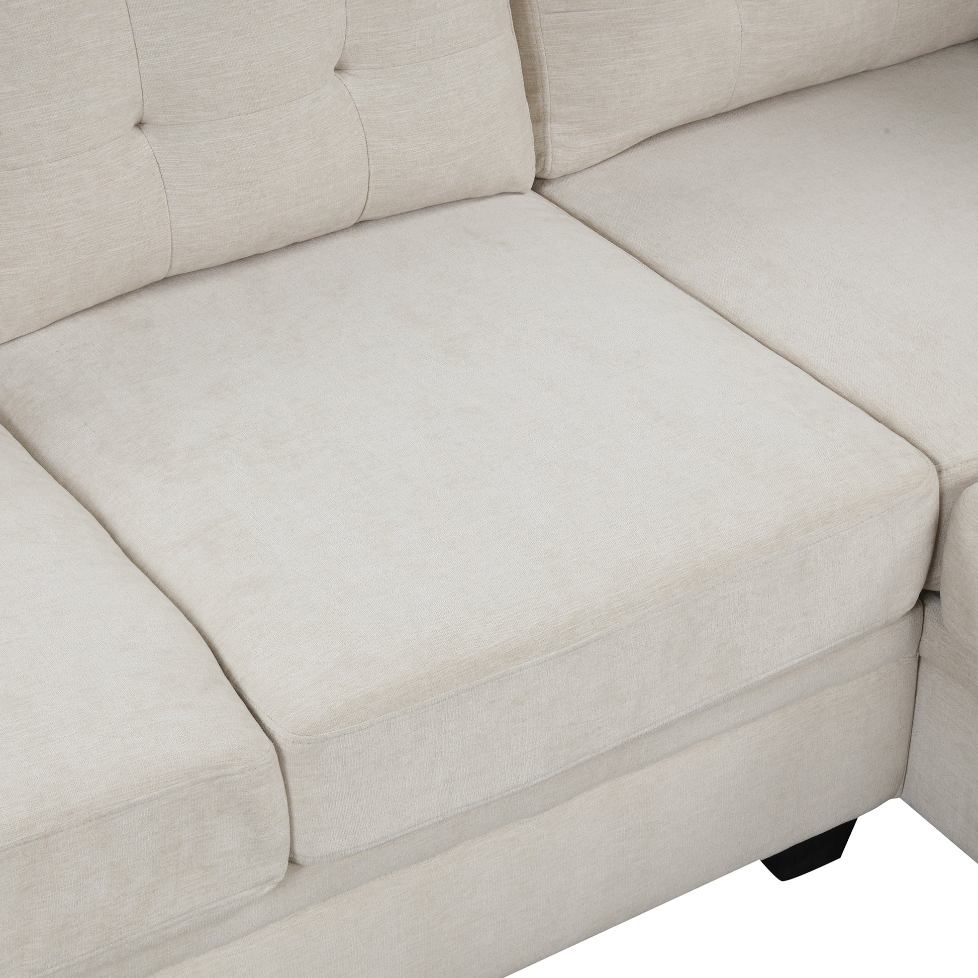 120" Modern U Shaped Corner Sectional Sofa Upholstered Linen Fabric Sofa Couch For Living Room, Bedroom, Beige Beige Foam Linen
