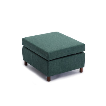 Single Movable Ottoman For Modular Sectional Sofa Couch Without Storage Function, Ottoman Cushion Covers Non Removable And Non Washable,Green Green Wood Primary Living Space Soft Modern Rubberwood Wood Square Armless Foam Linen