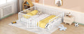 Queen Size Metal Floor Bed Frame With Fence And Door, White White Metal