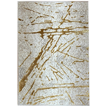 Shifra Luxury Area Rug In Beige And Gray With Gold Abstract Design Multicolor Polyester