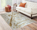 Shifra Luxury Area Rug In Beige And Gray With Gold Abstract Design Multicolor Polyester