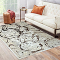 Penina Luxury Area Rug In Beige And Gray With Bronze Circles Abstract Design Multicolor Polyester