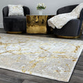 Penina Luxury Area Rug In Beige And Gray With Gold Circles Abstract Design Multicolor Polyester