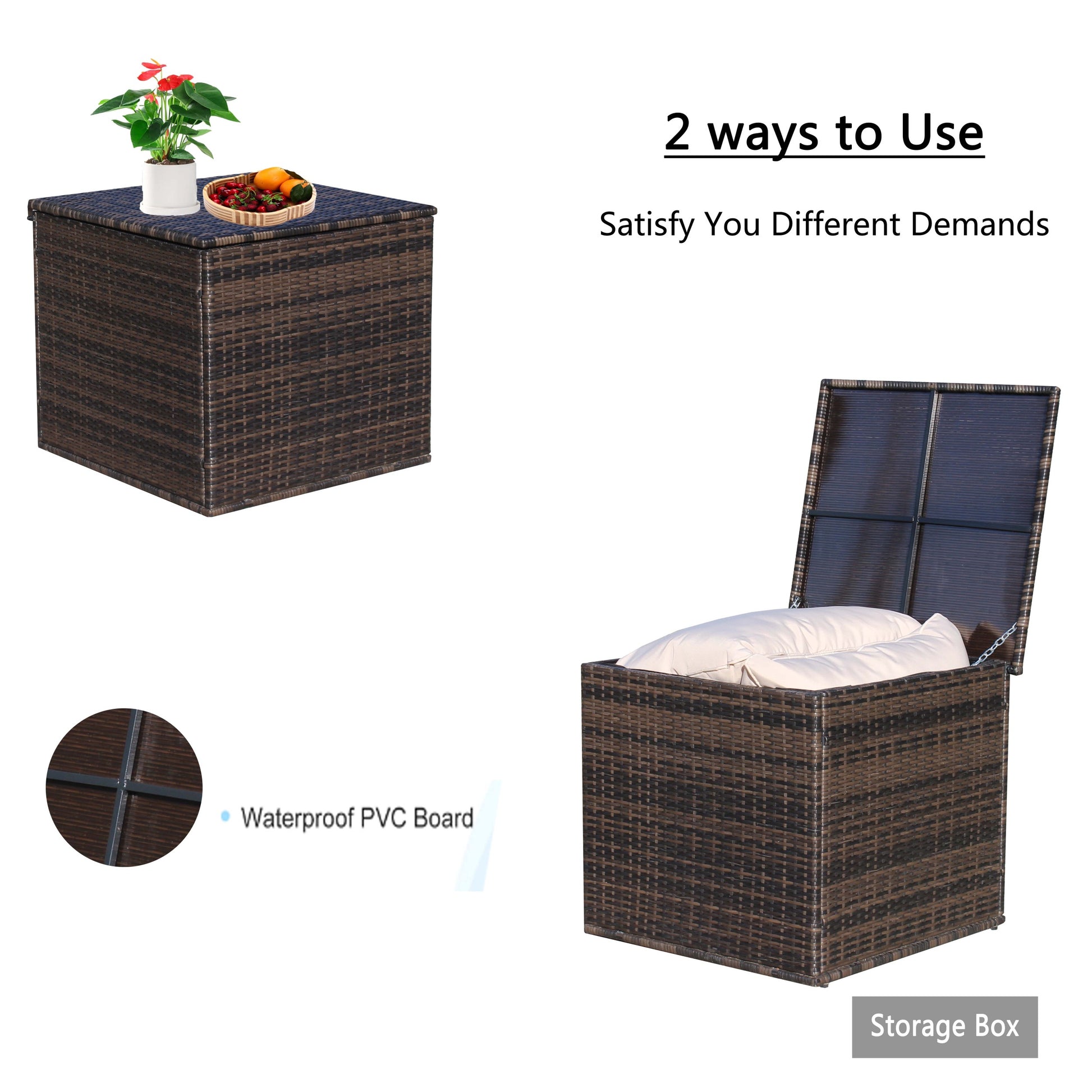 Wicker Patio Furniture Storage Box Brown Brown Steel