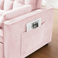 Modern Velvet Loveseat Futon Sofa Couch W Pullout Bed,Small Beautiful Seat Lounge Sofa W Reclining Backrest,Toss Pillows, Pockets,Furniture For Living Room,3 In 1 Convertible Sleeper Sofa Bed, Pink Pink Light Brown Velvet Wood Primary Living Space Medium