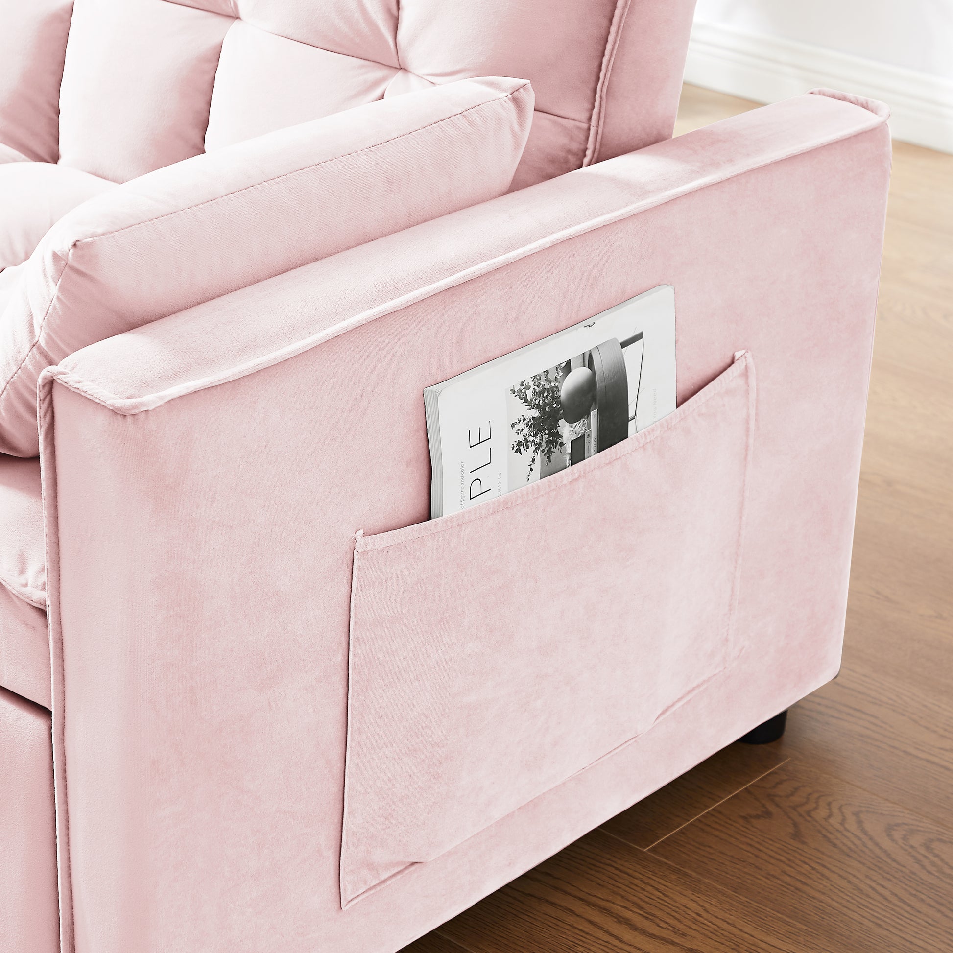 Modern Velvet Loveseat Futon Sofa Couch W Pullout Bed,Small Beautiful Seat Lounge Sofa W Reclining Backrest,Toss Pillows, Pockets,Furniture For Living Room,3 In 1 Convertible Sleeper Sofa Bed, Pink Pink Light Brown Velvet Wood Primary Living Space Medium