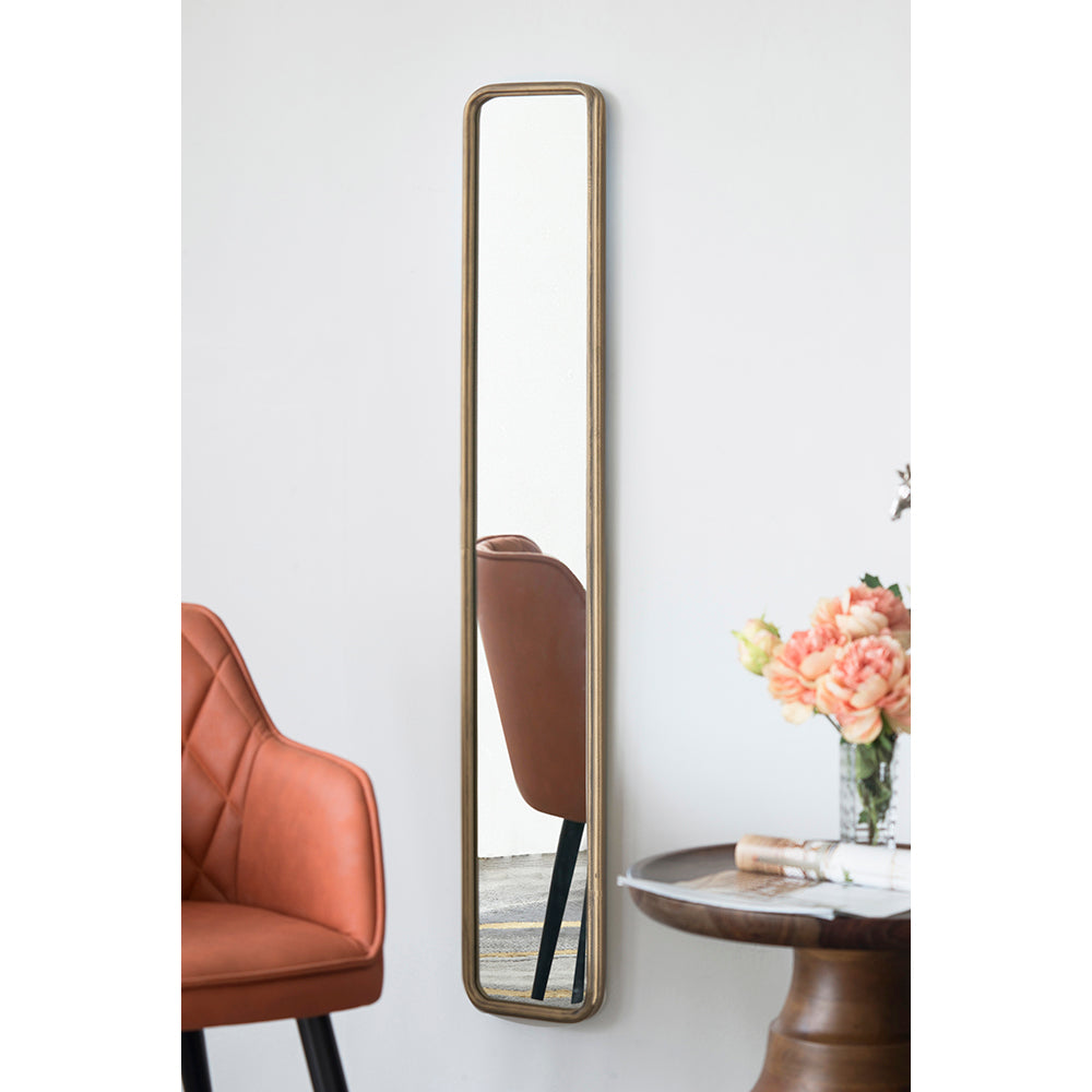 47" X 8" Full Length Mirror With Antique Gold Metal Frame, Long Mirror For Hallway Living Room Bedroom Bathroom Gold Iron