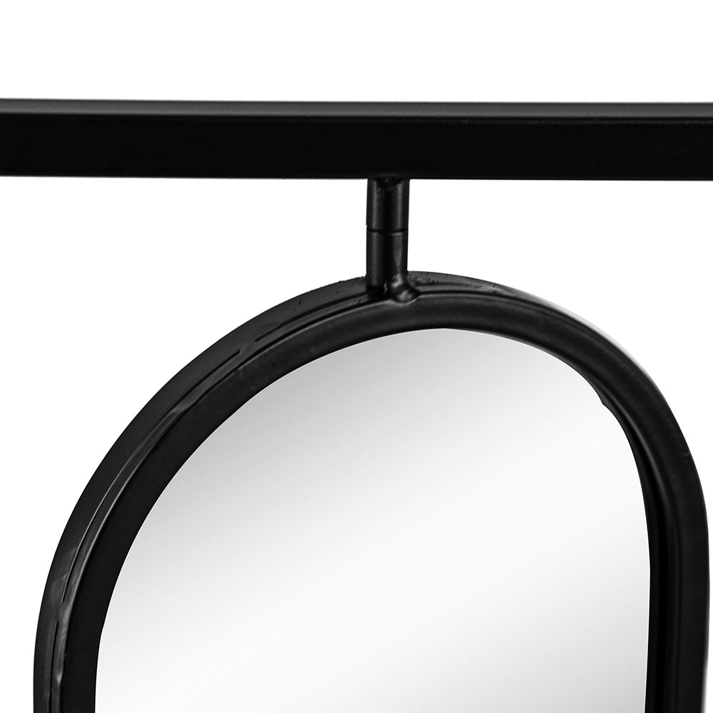 36" X 36" Large Four Oval Wall Mirror With Black Square Frame, Home Decor For Living Room, Bedroom, Entryway, Office Black Iron