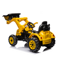 Ride On Excavator, 12V Battery Powered Construction Vehicles For Kids, Front Loader With Horn, 2 Speeds, Forward Backward, Safety Belt,Treaded Wheels, Digger, Yellow Ride On Car Yellow Plastic