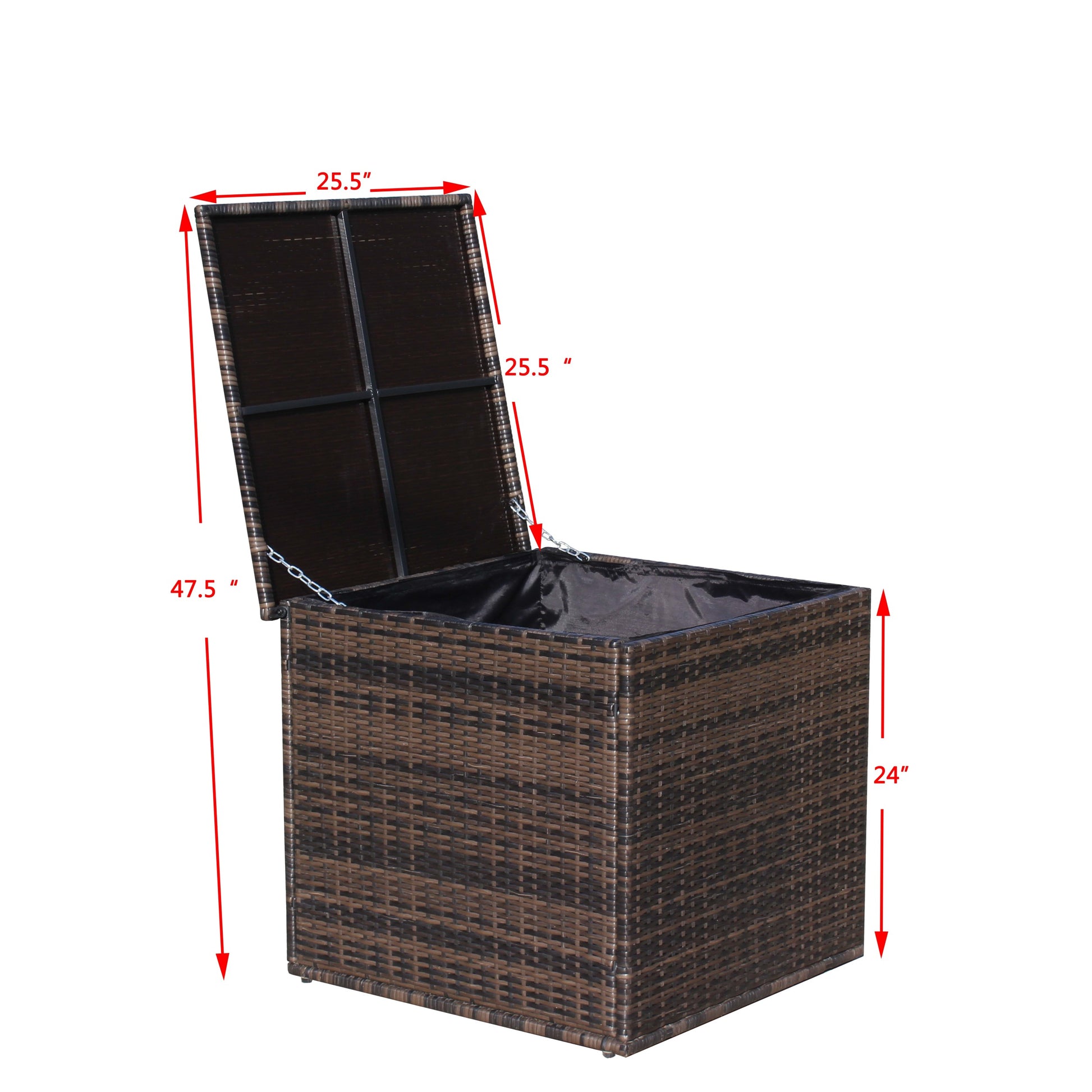 Wicker Patio Furniture Storage Box Brown Brown Steel