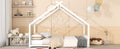 Full Size Metal House Bed, White White Metal