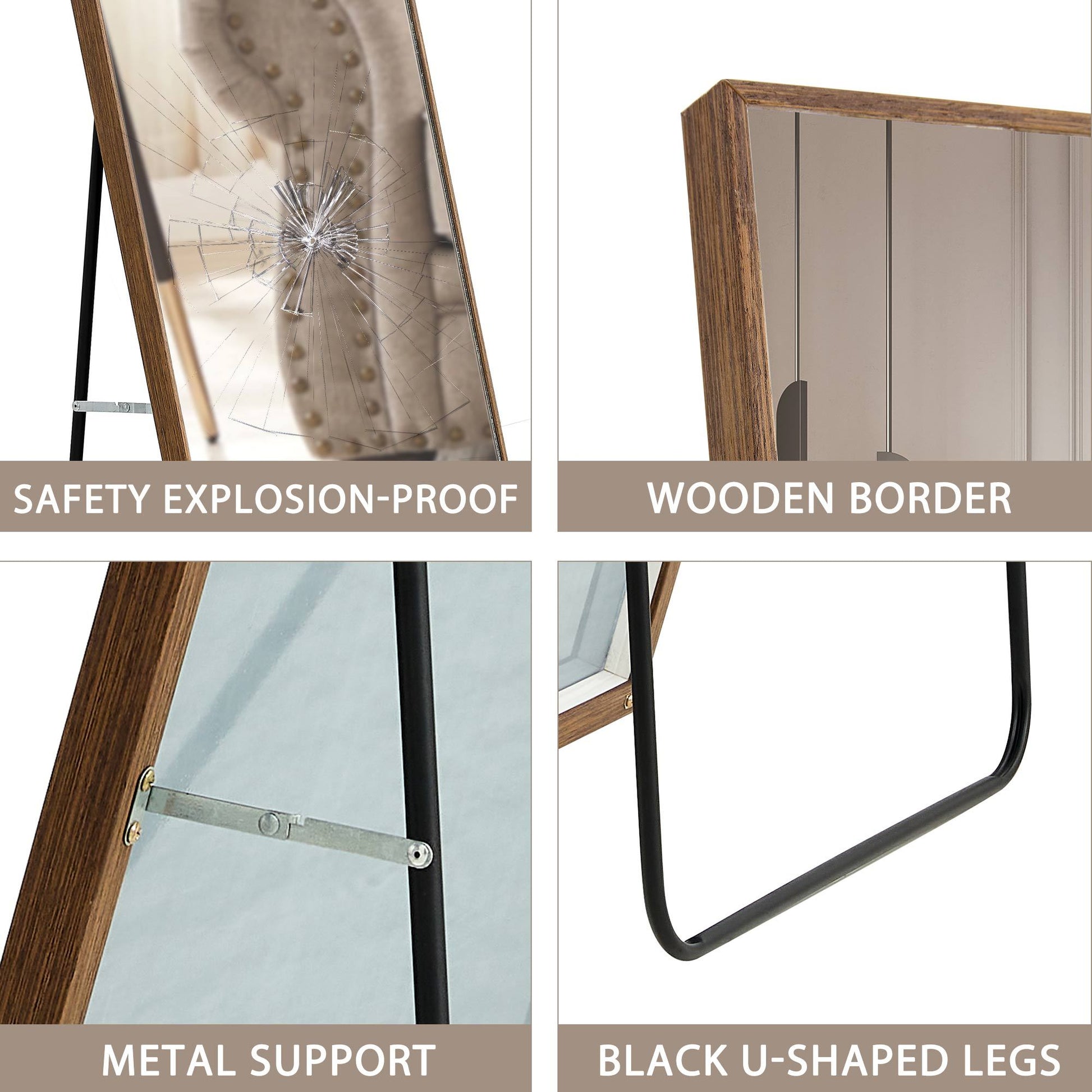 Clean And Beautiful Solid Wood Frame Full Length Mirror, Dressing Mirror, Bedroom Porch, Decorative Mirror, Clothing Store, Floor Standing Large Mirror, Wall Mounted. 65 "* 23" Transparent Glass