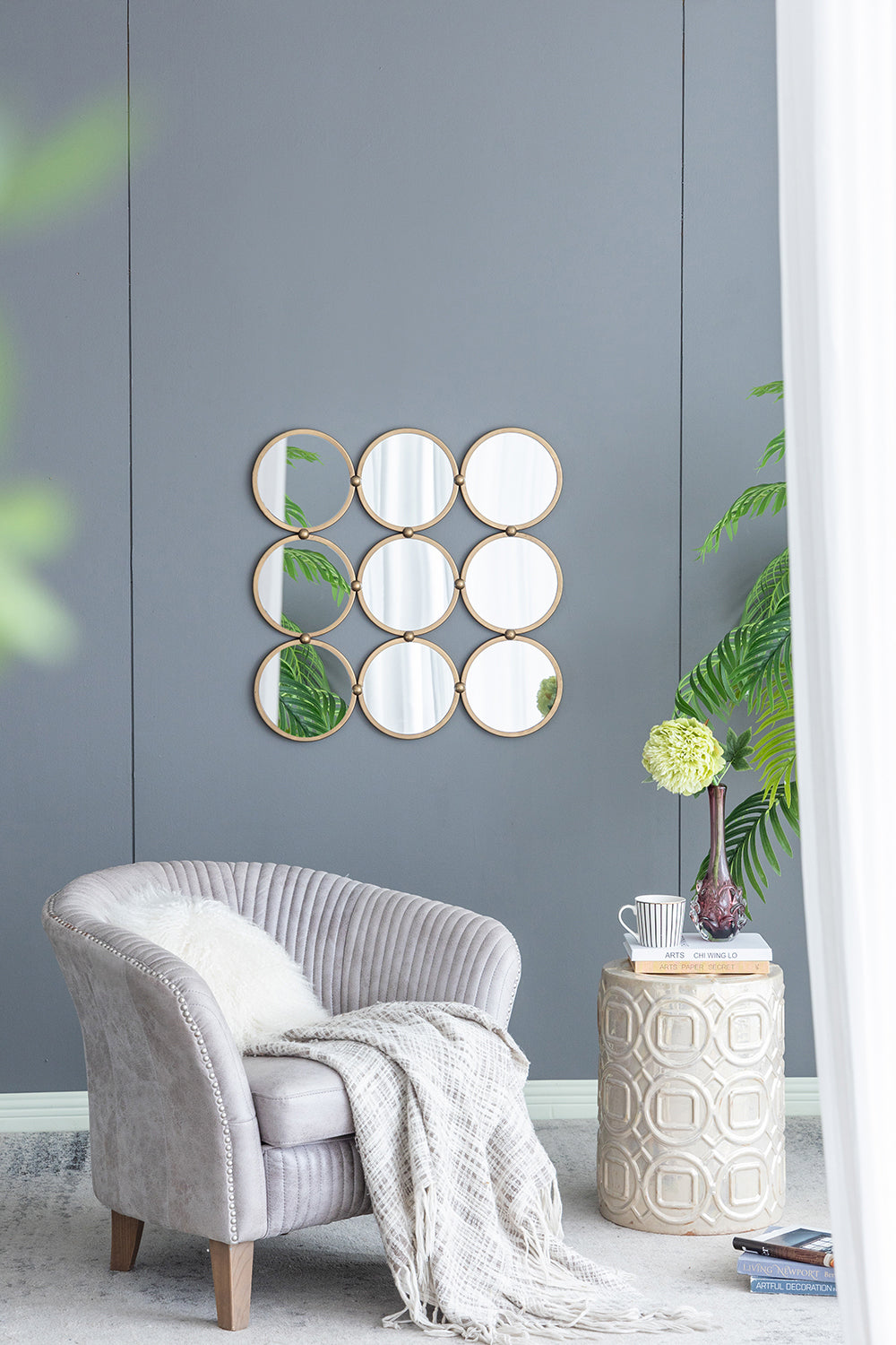 27.2" In Contemporary Decorative Mirror With Mininalist Style For Bedroom,Liveroom & Entryway Champagne Iron