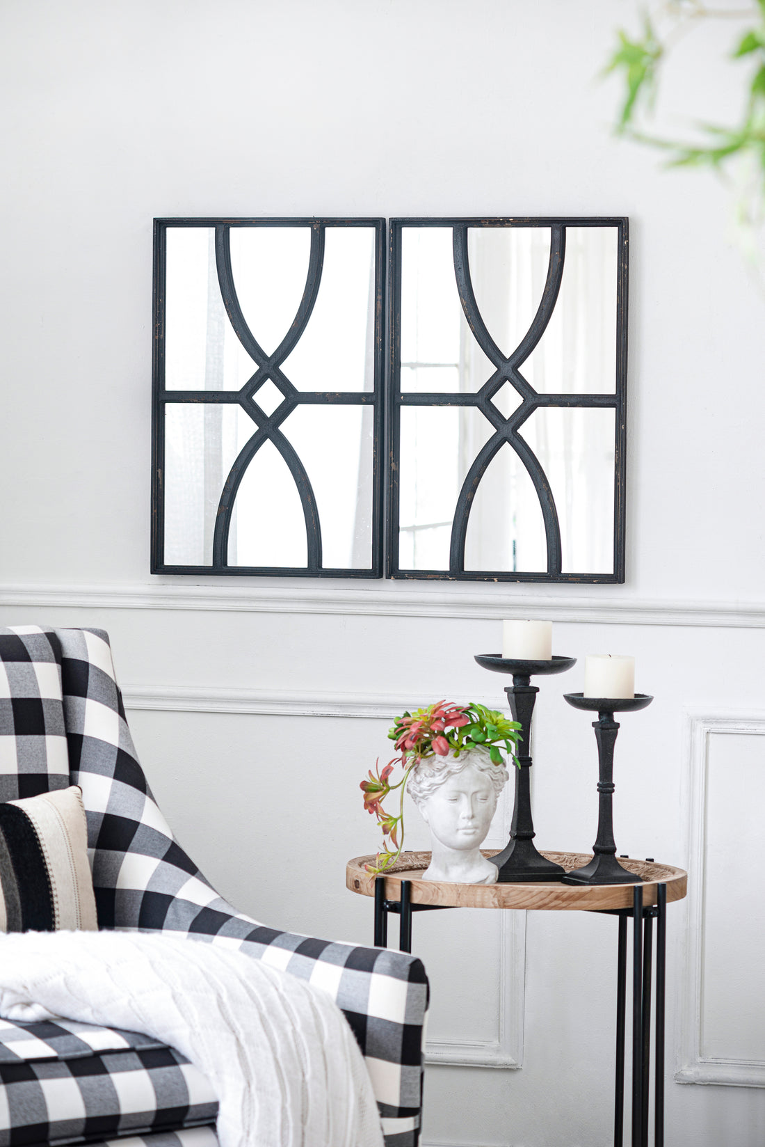 16" X 23" Rectangular Wooden Wall Mirror With Antique Black Frame, Vertical Or Horizontal Home Decor For Living Room, Set Of 2 Black Wood Glass