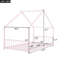 Twin Size Metal House Bed, Pink Pink Metal