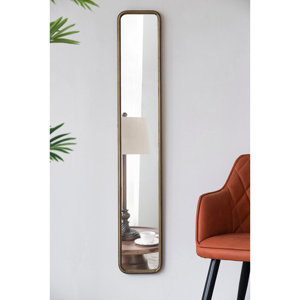 47" X 8" Full Length Mirror With Antique Gold Metal Frame, Long Mirror For Hallway Living Room Bedroom Bathroom Gold Iron