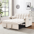 Modern Velvet Loveseat Futon Sofa Couch W Pullout Bed,Small Beautiful Seat Lounge Sofa W Reclining Backrest,Toss Pillows, Pockets,Furniture For Living Room,3 In 1 Convertible Sleeper Sofa Bed, Creamy White Creamy White Light Brown Velvet Wood Primary