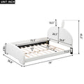 Full Size Upholstered Platform Bed With Cartoon Ears Shaped Headboard, White Box Spring Not Required Full White Wood Bedroom Bed Frame Polyester Upholstered