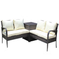 3 Piece Patio Sectional Wicker Rattan Outdoor Furniture Sofa Set With Storage Box Brown Brown Steel