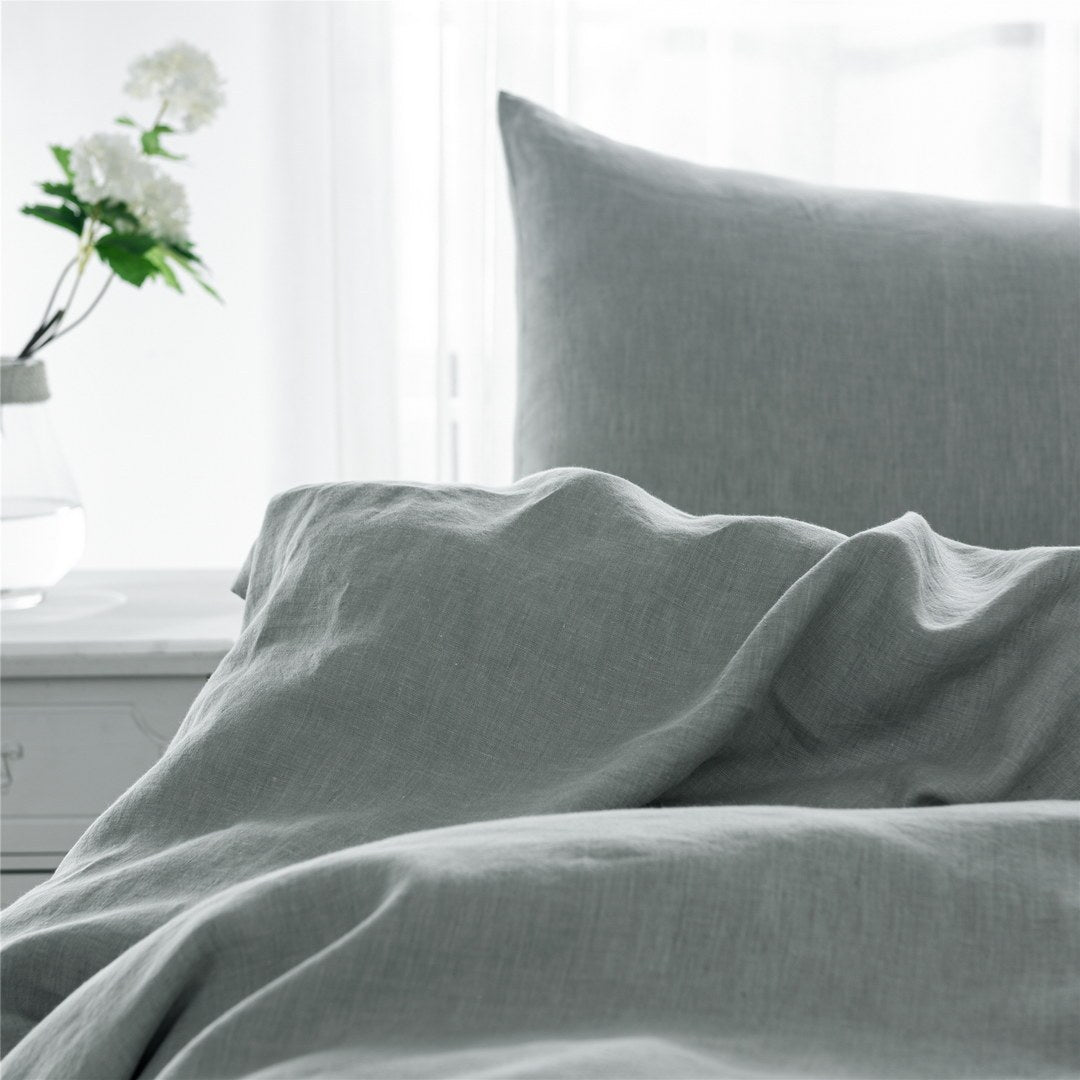 King Size Pillow Cases Set Of 2, King Pillow Cases Set Of 2, Pillow Cases King, Premium Soft Linen Pillow Case With Envelope Enclosure 20"X36", Sea Glass White Linen Linen