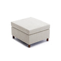 Single Movable Ottoman For Modular Sectional Sofa Couch Without Storage Function, Ottoman Cushion Covers Non Removable And Non Washable,Cream Cream Wood Primary Living Space Soft Modern Rubberwood Wood Square Armless Foam Linen