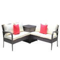 3 Piece Patio Sectional Wicker Rattan Outdoor Furniture Sofa Set With Storage Box Brown Brown Steel