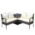 3 Piece Patio Sectional Wicker Rattan Outdoor Furniture Sofa Set With Storage Box Brown Brown Steel