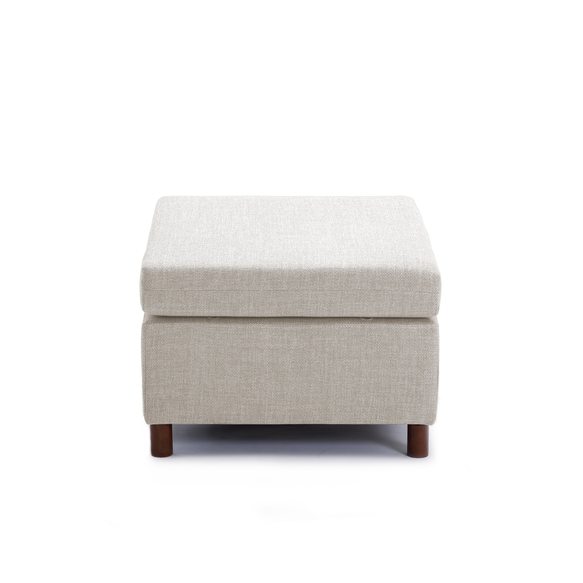 Single Movable Ottoman For Modular Sectional Sofa Couch Without Storage Function, Ottoman Cushion Covers Non Removable And Non Washable,Cream Cream Wood Primary Living Space Soft Modern Rubberwood Wood Square Armless Foam Linen