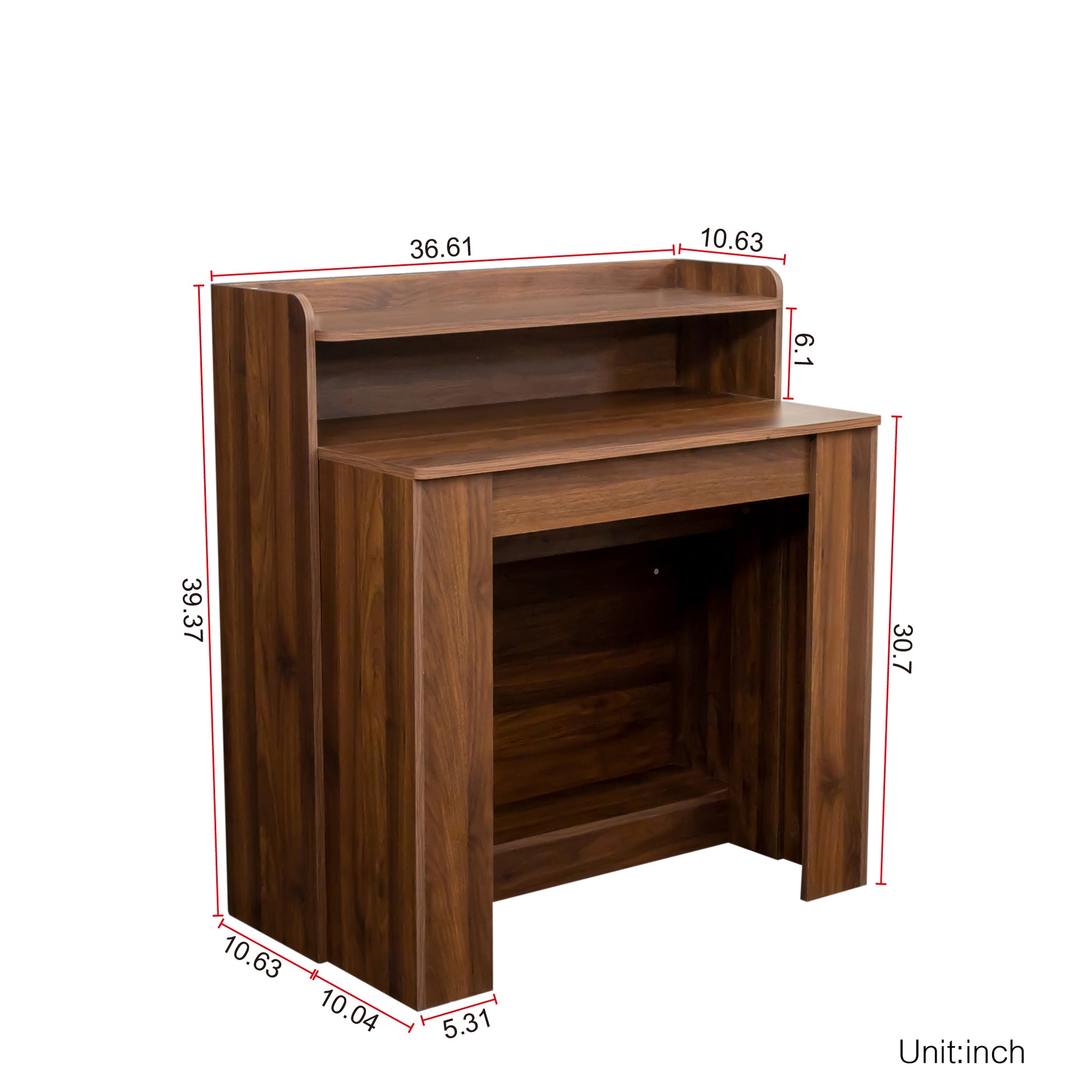 Modern Extendable Dining Table With Storage Walnut Mdf