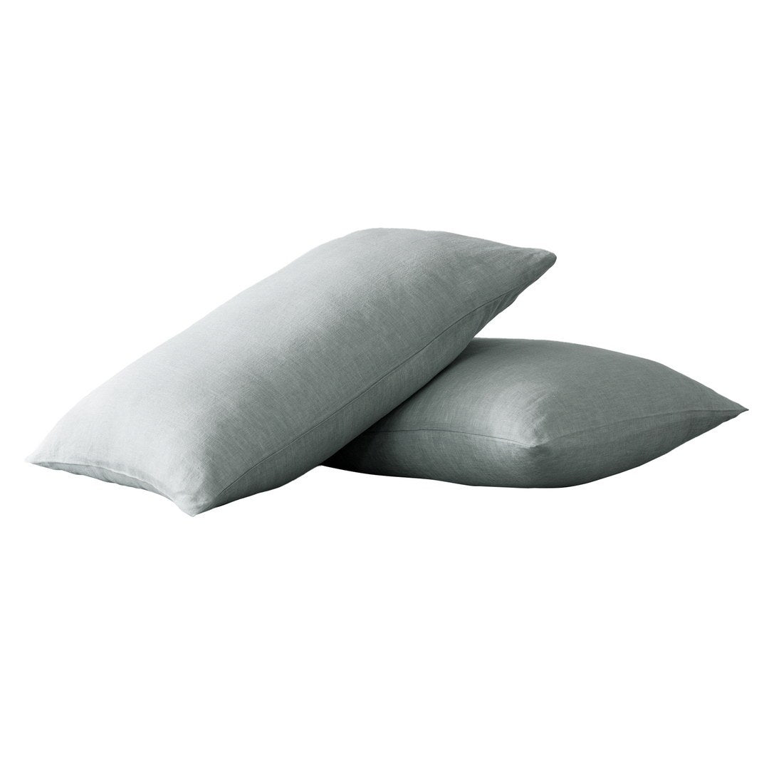 Pillow Cases Standard Size, Standard Pillow Cases Set Of 2, Pillowcases Standard, Premium Soft Linen Pillow Case With Envelope Enclosure 20"X27", Sea Glass White Linen Linen