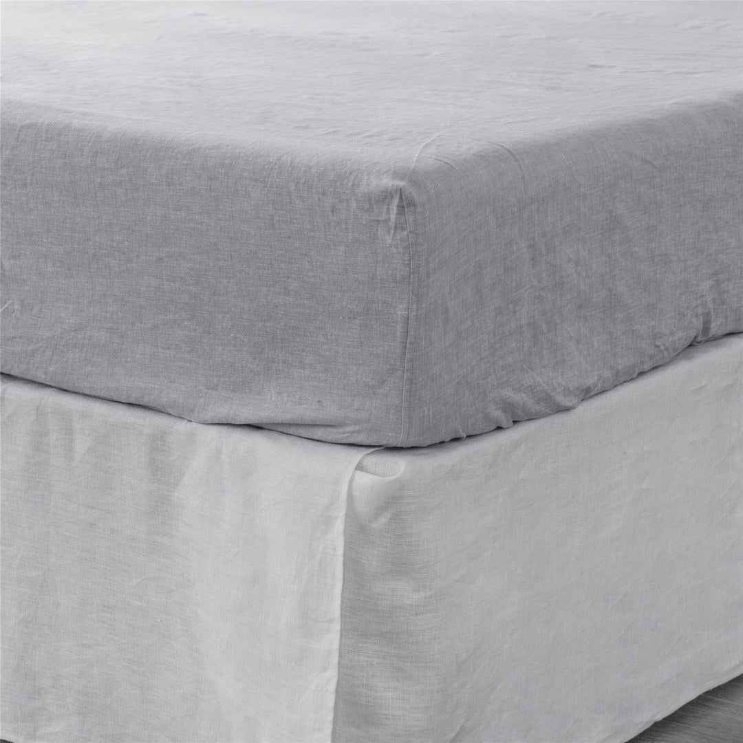 King Fitted Sheet 1 Pc, Bed Sheets King Size, Linen Sheets, Hotel Sheets,& Fade Resistant King Sheets, Cloud White Linen Linen
