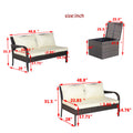 3 Piece Patio Sectional Wicker Rattan Outdoor Furniture Sofa Set With Storage Box Brown Brown Steel
