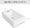 18X10 Inch White Ceramic Rectangle Wall Mount Bathroom Sink With Single Faucet Hole White Ceramic