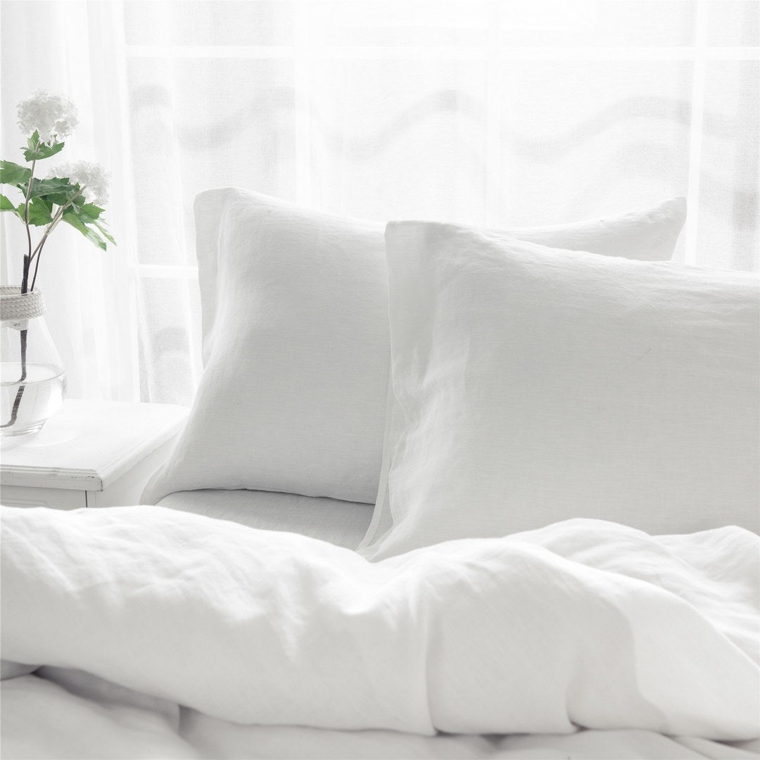 Pillow Cases Standard Size, Soft White Pillow Cases Set Of 2, Pillowcases Standard, Premium Soft Linen Pillow Case With Envelope Enclosure 20"X27" White Linen Linen