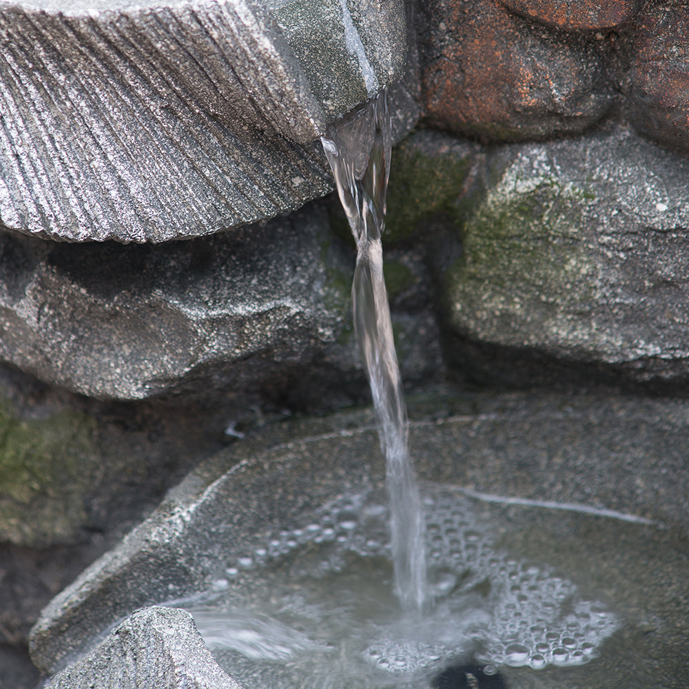 19X15X31.5" Indoor Outdoor Stone Water Fountain, 4 Tier Polyresin Cascading Rock Bowl Freestanding Fountain With Led Ligh Grey Garden & Outdoor Rustic,Traditional Polyresin