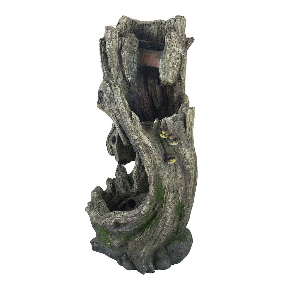 17.5X15.5X39.5" Indoor Outdoor Tree Trunk Fountain, Polyresin Rusitic Floor Standing Waterfall Fountain With Light, Natural Water Feature For Garden Lawn Porch Yard Grey Garden & Outdoor Farmhouse,Rustic,Traditional Polyresin