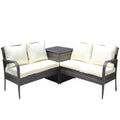 3 Piece Patio Sectional Wicker Rattan Outdoor Furniture Sofa Set With Storage Box Brown Brown Steel