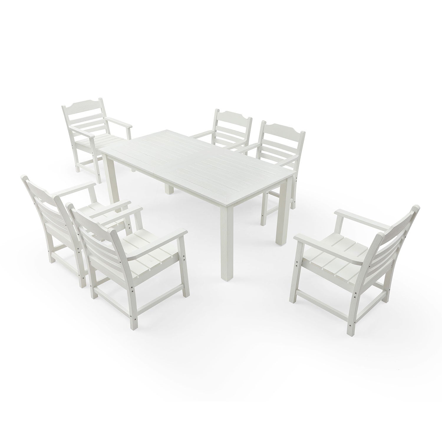 Hips Outdoor Dining Table,70.86" Rectangular All Weather Dining Table For 4 6 Persons, Dining Table For Outdoors And Indoors White White Hdpe