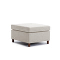 Single Movable Ottoman For Modular Sectional Sofa Couch Without Storage Function, Ottoman Cushion Covers Non Removable And Non Washable,Cream Cream Wood Primary Living Space Soft Modern Rubberwood Wood Square Armless Foam Linen