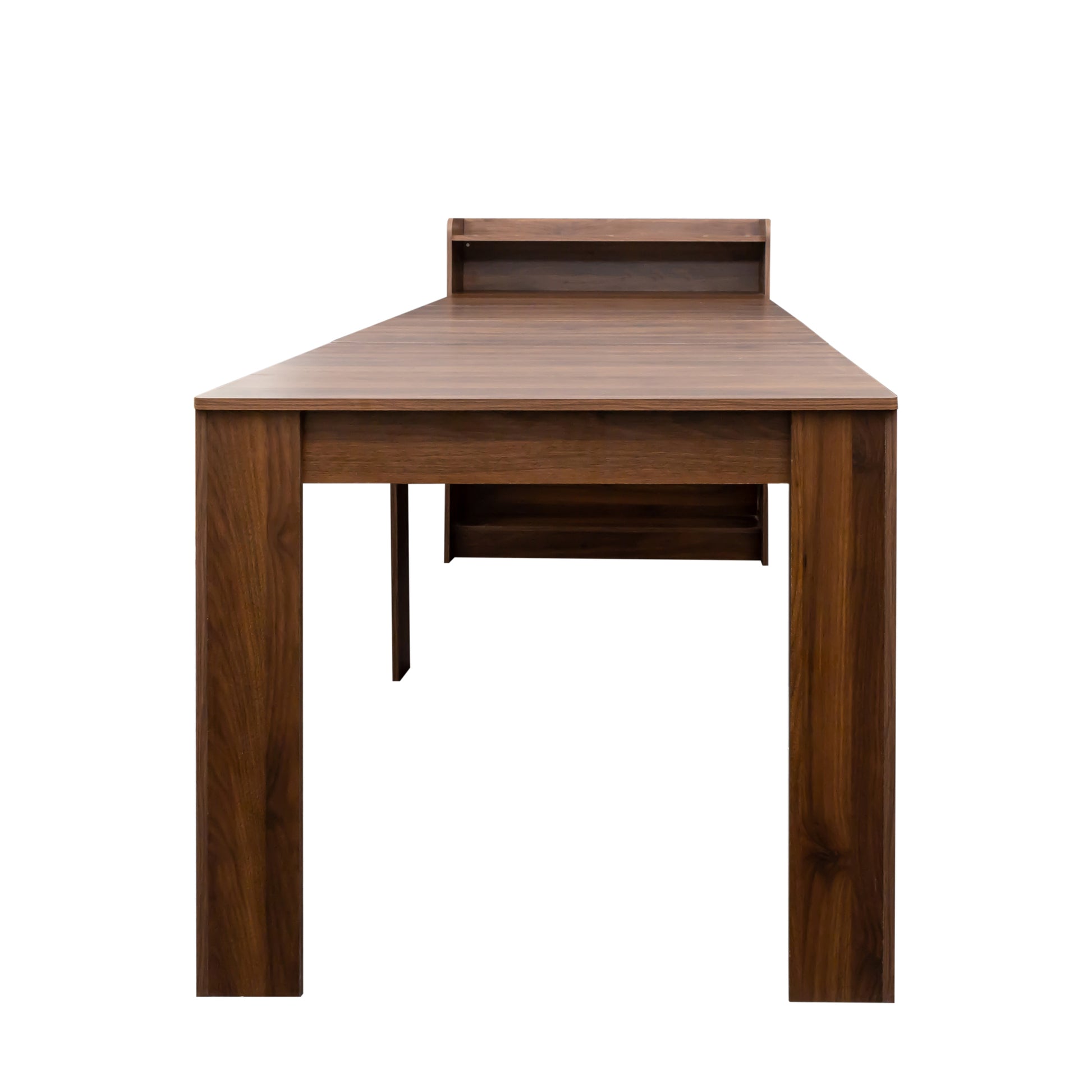 Modern Extendable Dining Table With Storage Walnut Mdf