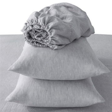 4 Pcs Bedding Sets Queen, Premium Linen Bedding Sheets & Pillowcases, Queen Bedding Sets, Cloud Bedding Sheet & Pillowcase Sets White Linen Linen